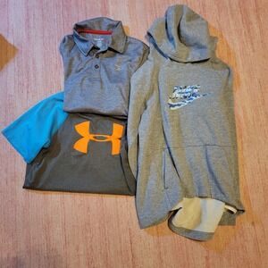 Nike Under Armour Reebok Boys Mixed Size Athletic‎ Shirt Bundle Gray Blue Casual